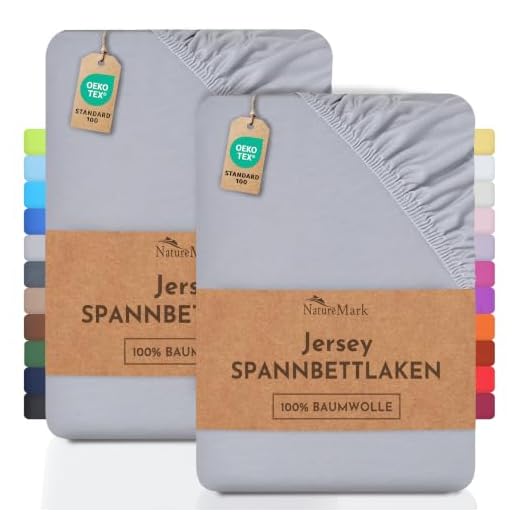 Bedsure Spannbettlaken 90x 200 cm Grün, Mikrofaser Bettlaken 90x200cm für Matratze bis 30 cm hohe, Spannbetttuch Leintuch für Boxspringbett 3 NatureMark 2er Pack Jersey Spannbettlaken, Spannbetttuch 100% Baumwolle in vielen Größen und Farben MARKENQUALITÄT ÖKOTEX Standard 100 | 90 x 200 cm - 100 x 200 cm - Silber grau