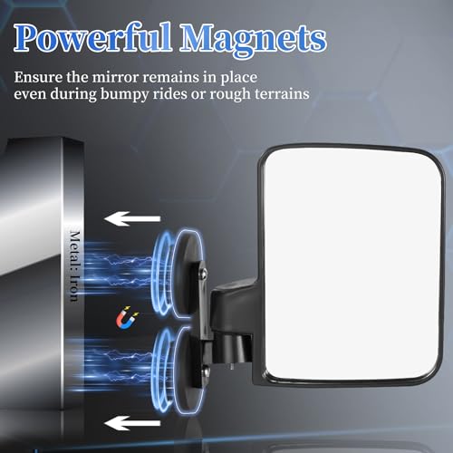 Omgro Magnetic Tractor Mirrors Compatible with Kubota B BX Mahindra John Deere Toyota, Strong Magnet Side Mirrors for Forklifts, Lawn Movers, Golf Cart, Small Dozers, Lift Trucks