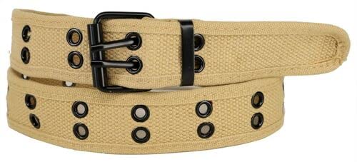 Unisex 100% Cotton Canvas Belt Double Hole For Men Women Buckle Jean