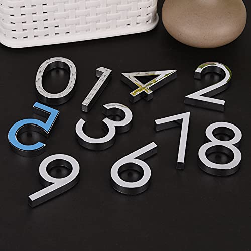 Self Adhesive Mailbox Numbers, Door Address Number Stickers For Office Room, Raised 3D Effect, Chrome Plated (2.36" Silver-20Pack) #TOP6