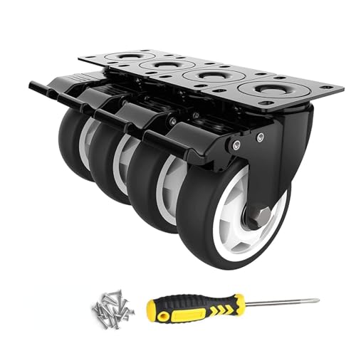 Zalslei キャスター 3インチ 車輪 ブレーキ付き 自在キャスター ストッパー付き 高耐久性 交換用 単個耐荷重120kg 360度回転 静音 ホイール径75mm 4個入りの画像