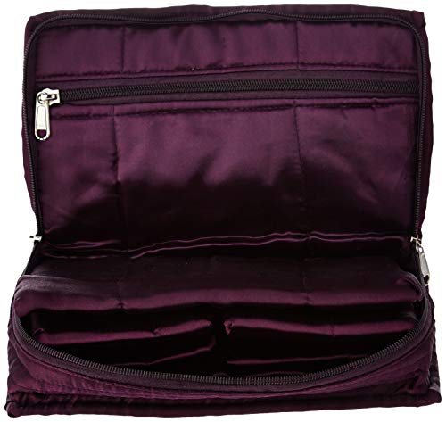 Image of Amazon Brand - Solimo Cotton Jewellery Kit Cum Pouch, Red Satin Jewellery Cum Makeup Kit Pouch, Purple