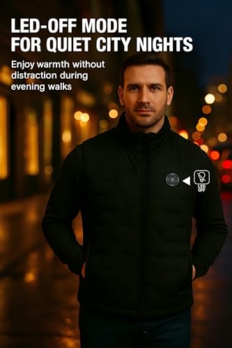 Heated Vest for Men,12V 20000mAh Battery,15 Heating Zones,Mens Heated Vest with Battery Pack Included4
