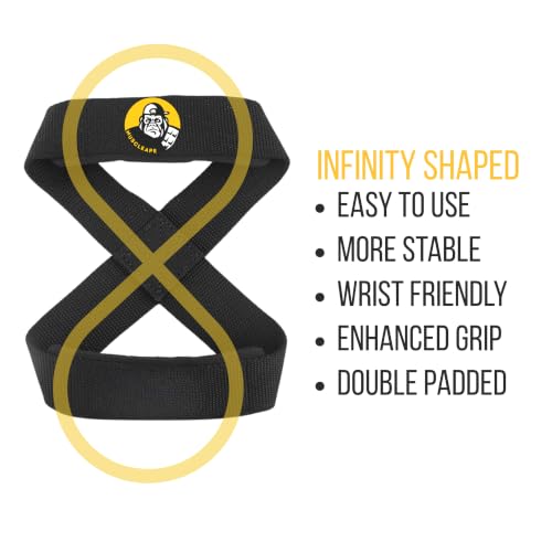 Image of Muscleape Weight Lifting Straps with Padded Wrist Support for Men & Women, Deadlift Straps for Gym, Grip Support Straps for Weightlifting, Pull Ups,Rows & Strength Training. (8 Dark)