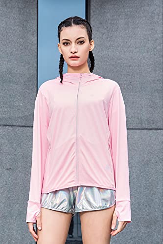 Gmttfour Upf 50+ Uv Sun Protection Women's Clothing Zip Up Hoodie Long Sleeve Fishing Running Hiking Jacket Outdoor Performance Shirt(Light Pink,M) #TOP1