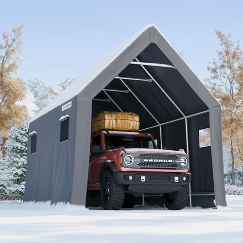 KING BIRD Heavy Duty 10X15FT RV Carport - 10.8FT Ultra High Peak Storage Shed Shelter for Trucks/SUVs with Roof Racks, Boats. Outdoor Anti-Snow Car Ca