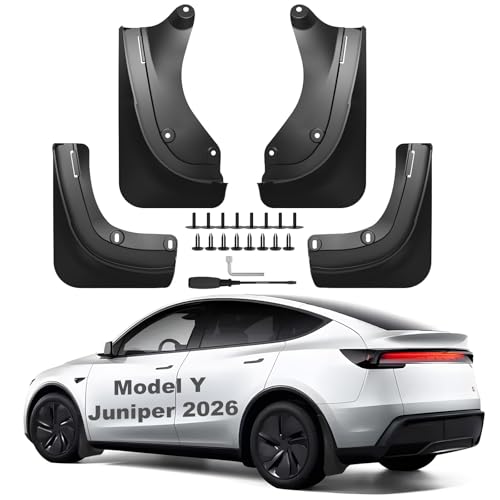 2026 Mud Flaps for Tesla Model Y Juniper Accessories Front and Rear ABS Mud Guards Set of 4 Includes All Hardware Installation Tools Accessories (Model Y Juniper 2025+)