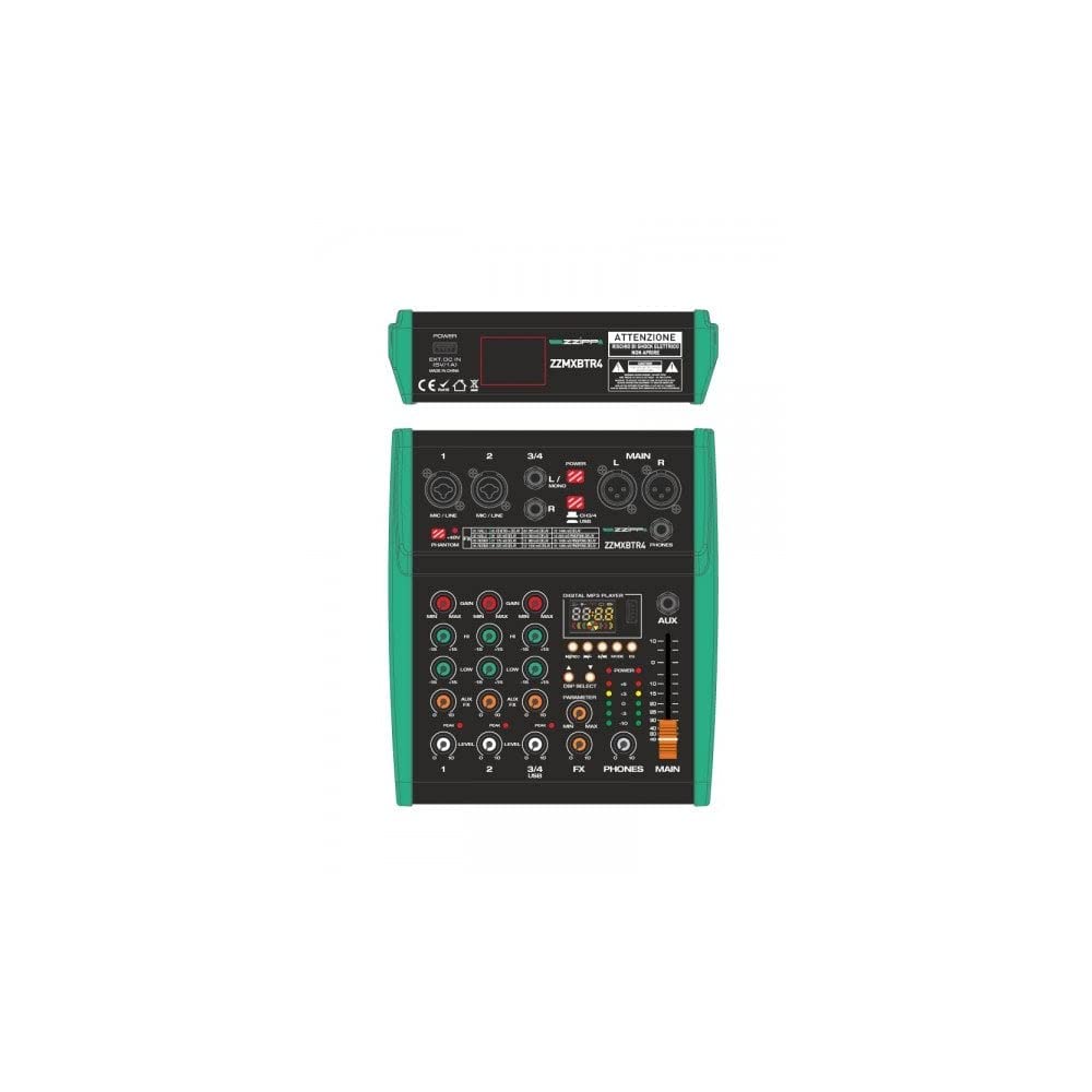 ZZMXBTR4 Mixer Audio Passivo con Bluetooth MP3 e Effetti