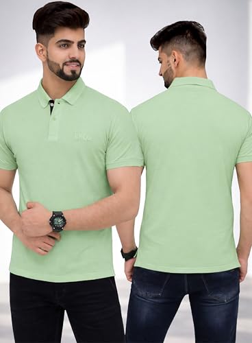 Image of 3BROS Men's Cotton Blend Half Sleeve Regular fit Comfortable Polo Neck T-Shirt (Pack of 1)