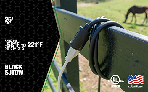 Southwire AGRIPRO 12/3 Heavy Duty Extension Cord, 25ft, Farm/Workshop Cord, SJTOW, Black, 67729001 - Thumbnail 4