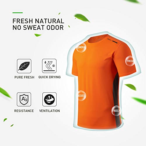 Vlfodsi Men's Quick-Drying Sports T-Shirt Breathable Quick Dry Gym Training Outdoor Running T-Shirt Orange #TOP2