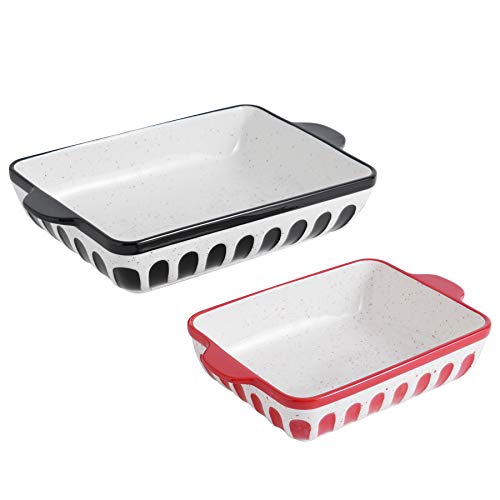 GoldenPlayer Baking Dish Set 2 PC Casserole Dish Set Rectangular Lasagna Pans Bakeware for Cooking Dinner Kitchen