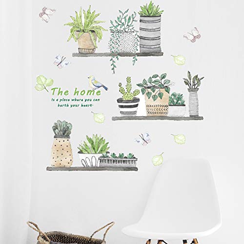 Green Plants Wall Decals for Kitchen Removable Vinyl Wall Sticker Home Room Decor
