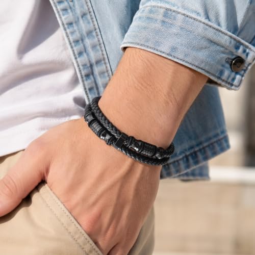To My Son Bracelet from Mom Dad, Double-Row Braided Leather Bracelet - image 2
