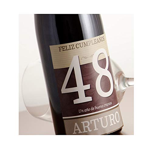 CALLE DEL REGALO Regalo Personalizado, Botella de Vino ‘Feliz cumpleaños’ Personalizada con su Nombre y Edad