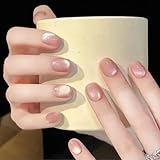 BHIDENAW ネイルチップ ショート 24枚入 人気 和風 かわいい シンプル おしゃれ 成人式 結婚式 パーティー 日常生活に使用できます 花嫁ネイル 光沢 つけ爪 両面テープ ウッドスティック (一目惚れ I5, M)