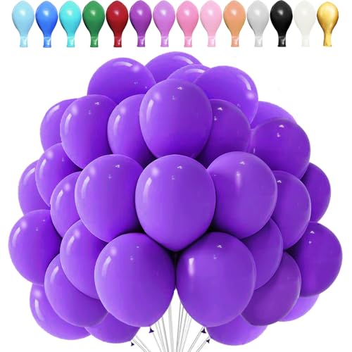 LUKIUP 100 Pièces Ballons en Latex, 10 inch Violet foncé Ballons, Ballon de Baudruche pour Fête, Mariage, Anniversaire, Baby Shower, Halloween, Karneval Fête Décor