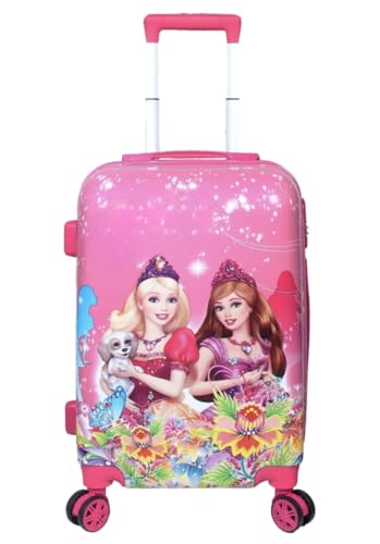 Image of ADSON Abs Kids Trolley 360 Rotating Luggage 360 Degree Wheels 2 Princess Dog Non-Breakable 20 Inch Kids Hardsided Suitcase with 4 Wheels, 360 Degree Wheel Travel Trolley Bag (Pink 2 Girls Princess)