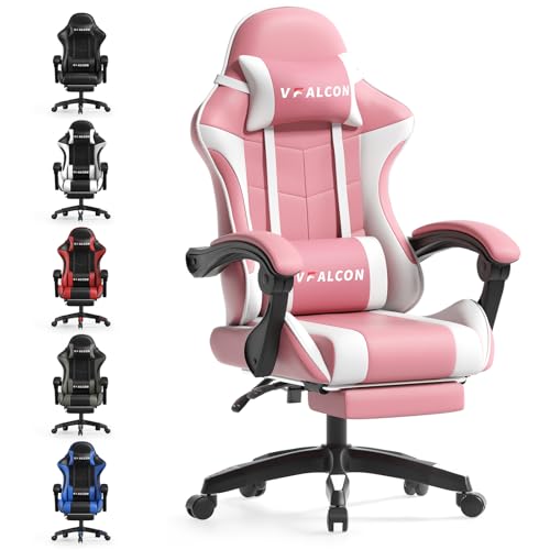 Vfalcon XTREME Gaming Chair Ergonomic Reclining Chair with Footrest 360 Swivel Height Adjustable (Pink)