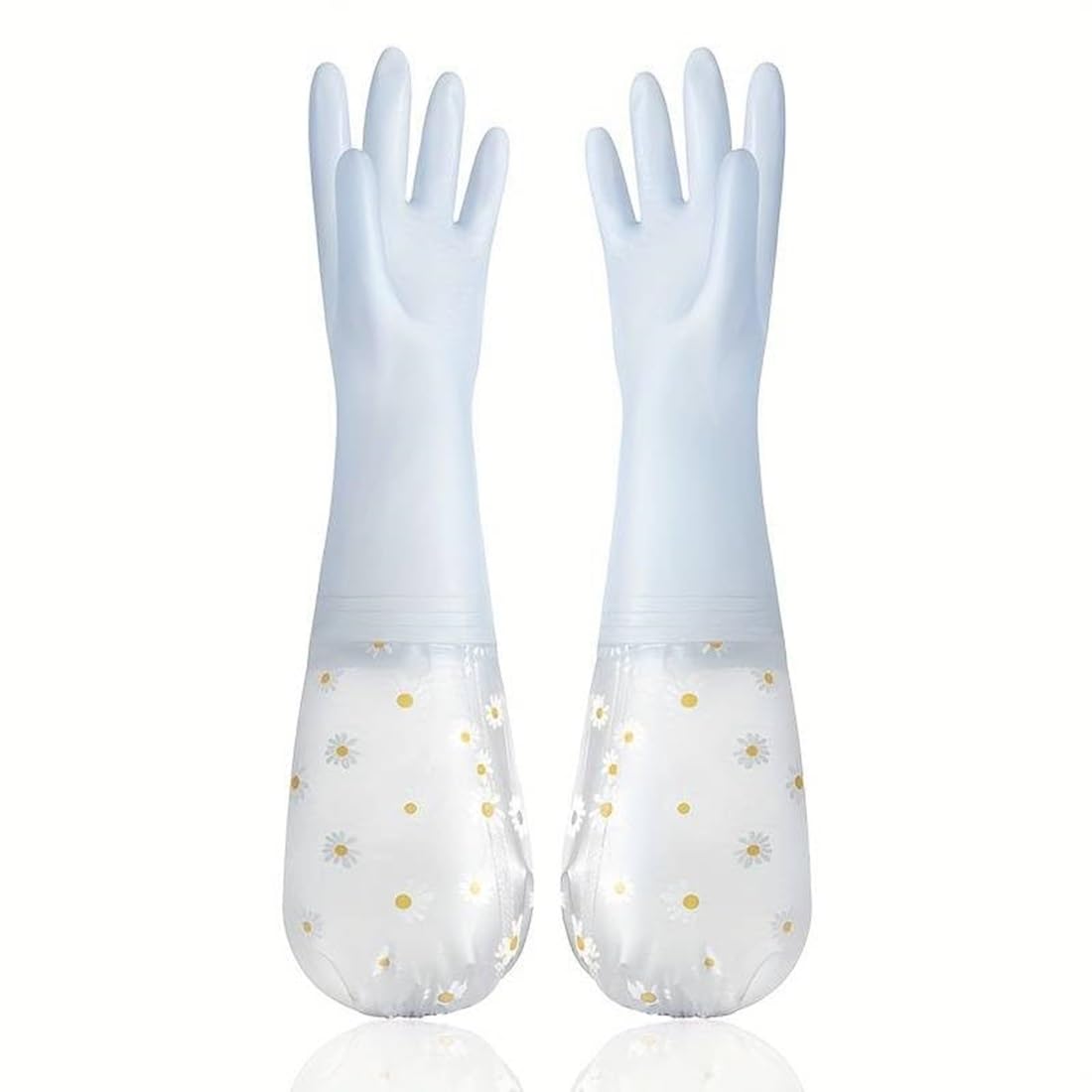 Eopzo Latex Reusable Heavy Duty Hand Gloves For Dishwashing | Gardening | Kitchen Cleaning Non-Slippery & Durable Long Elbow Length 1 Pair (Blue, Pack Of 2)