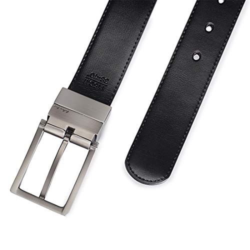 Beltox Fine Men's Dress Belt Leather Reversible 1.25" Wide Rotated Buckle Gift Box（Cognac/Black,46-48） #TOP7