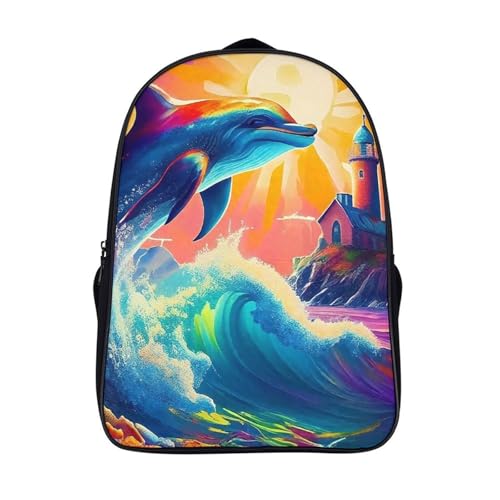 Sac à dos dauphin contre le désordre scolaire grand sac 2 compartiments imprimé 3D