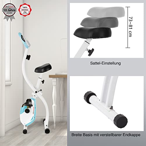 Ultrasport F-Bike 150, Fahrradtrainer, Fitnessbike, LCD-Trainingscomputer, faltbarer Heimtrainer, Herzfrequenzmessung, 8 Widerstandsstufen, maximale Benutzergewicht 110 kg, H&ouml;henverstellbarer, Minze