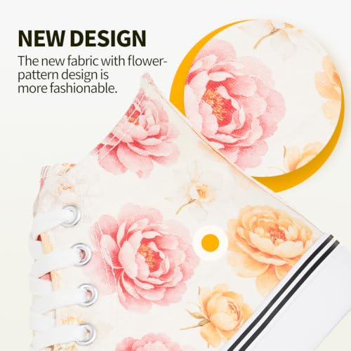 Image of yageyan Womens High Top Canvas Sneakers Fashion White Shoes for Women