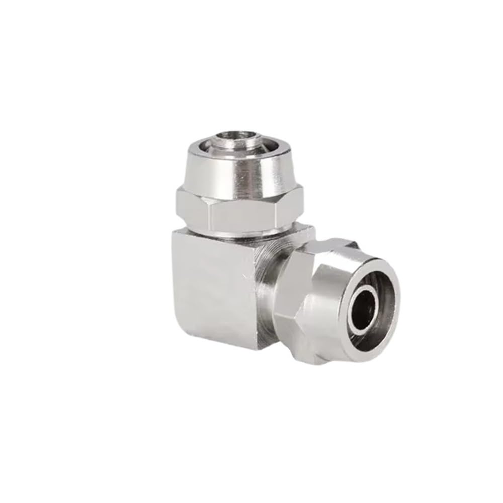 Tube Union Coupler KPV Nickel Plated Copper Right Angle Bend Coupling, Pneumatic Air Quick Fitting, Equal Joint(8mm)