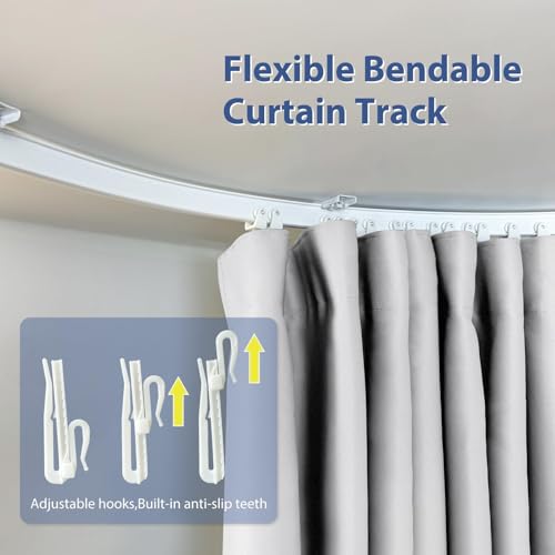 Image of Room Divider Ceiling Mounted Curtains Track Sets Extra Wide Blackout Curtain Flexible Tracks for Bedroom Privacy Partition Separator, 1 Panel White Drape and White Rail, W12.5 x H8ft