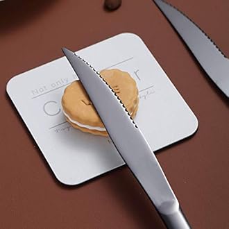 Kyrtaon Black Steak Knife Set, Serrated Titanium Plating Stainless Steel Sharp Knives, Dinner Set of 8, Dishwasher Safe Sturdy and Easy to Clean