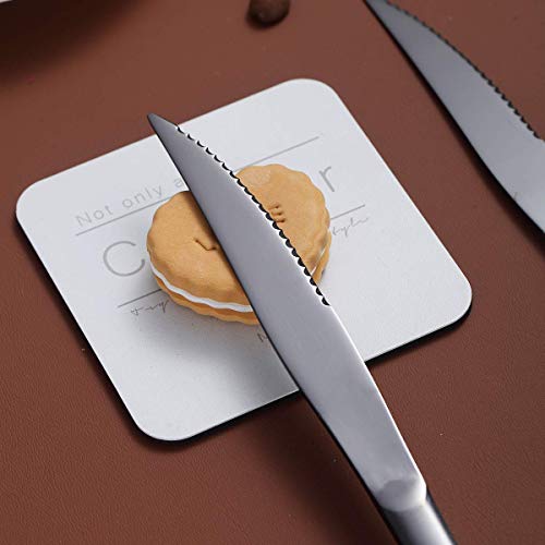 Kyrtaon Black Steak Knife Set, Serrated Titanium Plating Stainless Steel Sharp Knives, Dinner Set of 8, Dishwasher Safe Sturdy and Easy to Clean