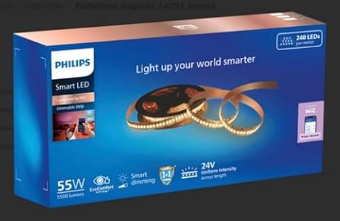 Philips 55W WiFi Dimmable LED Strip Light – White, 240 LEDs per Meter