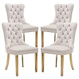 SoarFlash Sillas de Comedor en Terciopelo, Beige