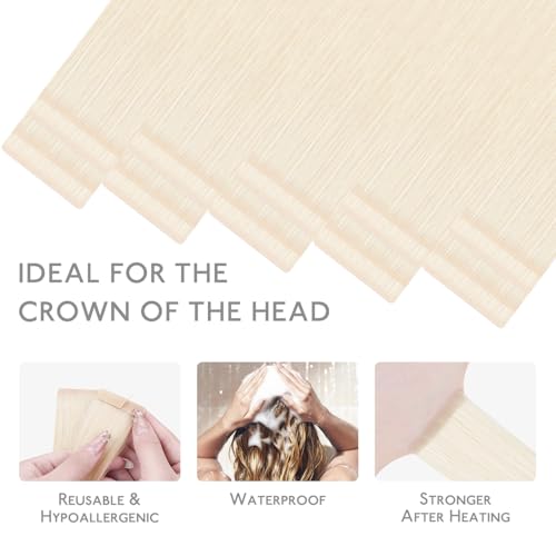 Image of WENNALIFE Invisi Edge Tape in Hair Extensions Human Hair,#1000,22 Inch | 22 Inch 50g 20pcs White Blonde Invisi Remy Hair tensions Natural Seamless Injected Tape Ins Straight tensiones