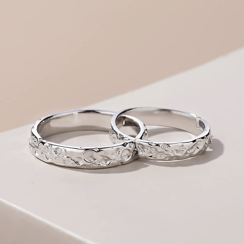 Alliances promise rings argent 925 couple texture entrelacée - 2
