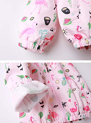 Feidoog Kids Baby Toddler Girls Cartoon Spring Fall Outerwear Windbreaker Zipper Hooded Jackets Coat,Pink Flamingo,4-5T thumb #2