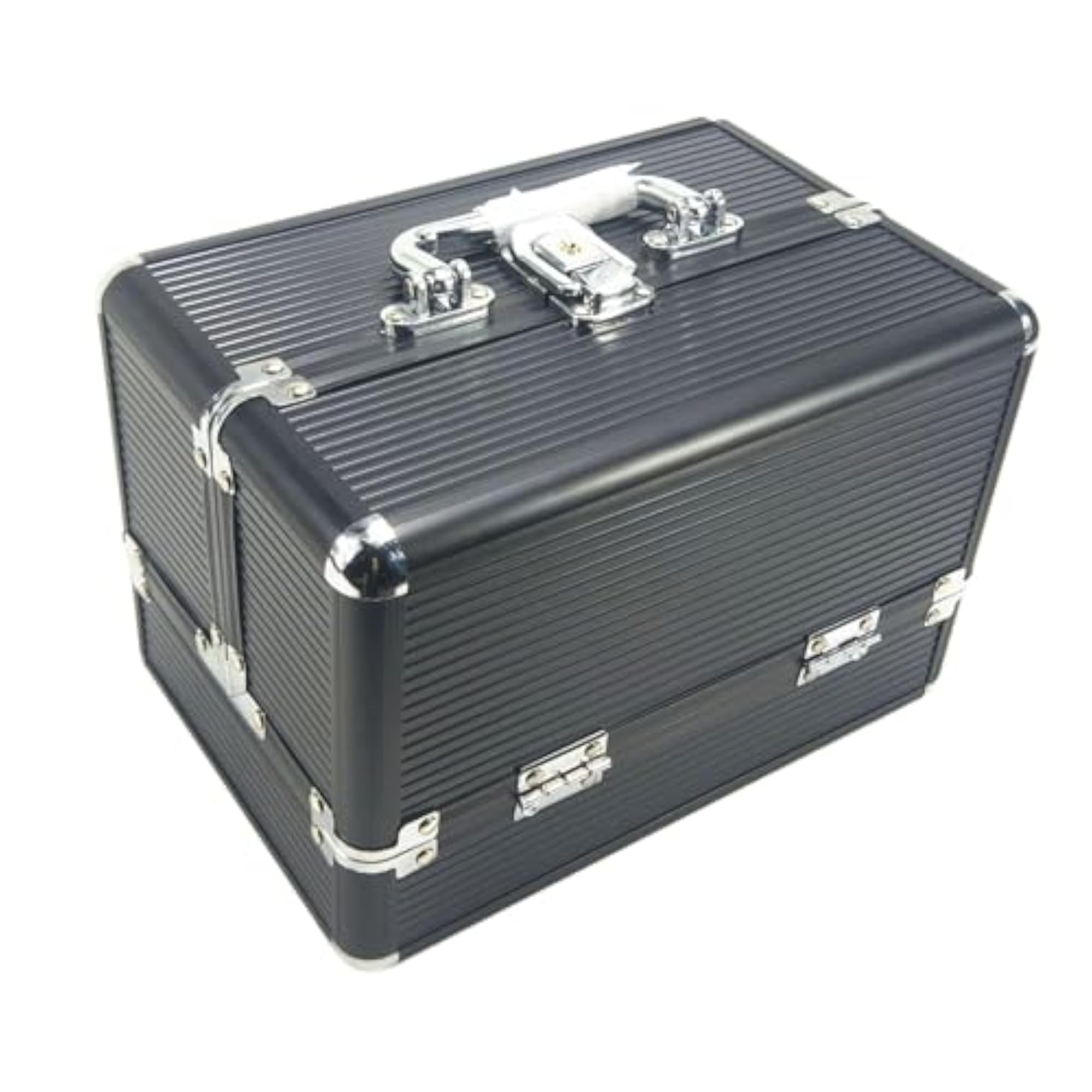 Waterproof Aluminum Makeup Case, Black Cosmetic Tool Box