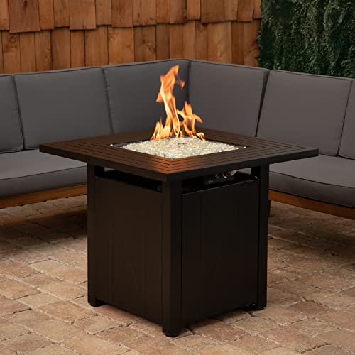 Amazon Basics 63758 30-Inch 55,000 Btu Outdoor, Slat Top Square Propane Gas Fire Pit - 30 Inch #TOP6