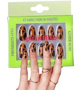 PaintLab Press-On Nails Manicure Kit, Tortie - Almond, 24-Piece Set, Long-Lasting Fake Nails with...