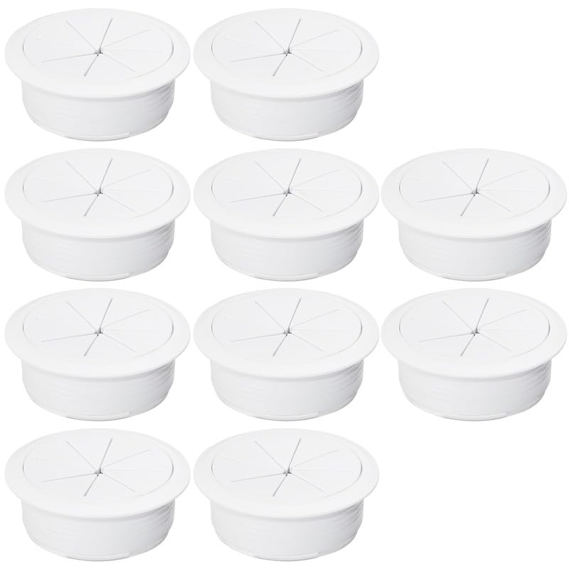 EASYEAH 10 Pcs Desk Grommet 2" / 50 mm, Desk Hole Cover for Cables White, Cable Grommet ABS Plastic, Desk Hole Grommet for Home & Office Pc,