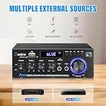 AK45 Stereo Audio Amplifier,300W Home 2 Channel Wireless Bluetooth 5.0 Power Amplifier System, Home Amplifiers FM Radio, USB, SD Card, with Remote Control Home Theater Audio Stereo System - Image 2