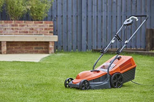 Flymo SimpliMow 320V Wheeled Electric Lawnmower - 1300 W Motor, 32 cm Cutting Width, 30 Litre Grass Box, Soft Grip Handles, Orange and Grey