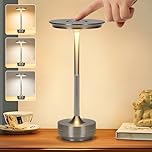 VIMAZ Cordless Table Lamps for Indoor Outdoor,4000mAH Rechargeable Touch Lamp,3 Color Stepless Dimming LED Table Lamp Waterproof,Protable Desk Lamp for Home Bedroom Restaurant Patio,Silver