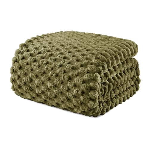 Exclusivo Mezcla Plaid Couverture Polaire 220 x 240 cm, Plaid Jeté de Canapé, Couverture pour Le lit léger Douillet et Moelleux pour Toute la Saison, Vert...