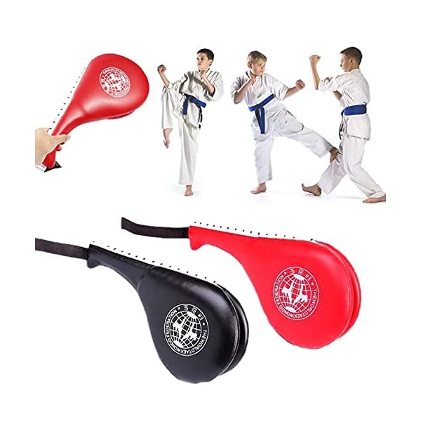 winwon-Taekwondo-Kick-Pads-Target-Durable-TKD-Kicking-Targets-Training-Paddles-Double-Strike-Pads-for-Kickboxing-and-Karate-Training-Style-2Blackred2-pcs Taekwondo Kick Pads, Target Durable TKD Kicking Targets Training Paddles, Double Strike Pads for Kickboxing and Karate Training (Style 2,Black+red,2 pcs)