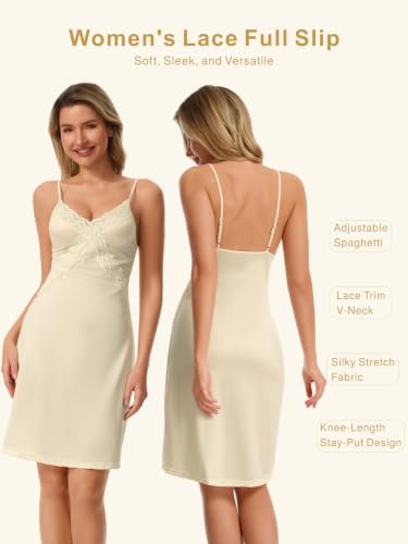 RanZZRan Women s Lace Full Slip Under Dress Spaghetti Strap Cami Dress - image 4