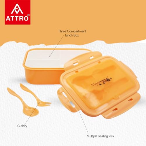 Image of ATTRO Prime Carbon Lunch Box with Hydra Water Bottle, School Tiffin Combo,Light Blue Peach