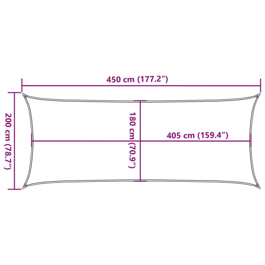 Tenda parasole, 160 g/m², beige, 2 x 4,5 m, HDPE, resistente ai raggi UV, permeabile al vento e all'acqua, ombreggiante per giardino, balcone, terrazza, campeggio, facile montaggio