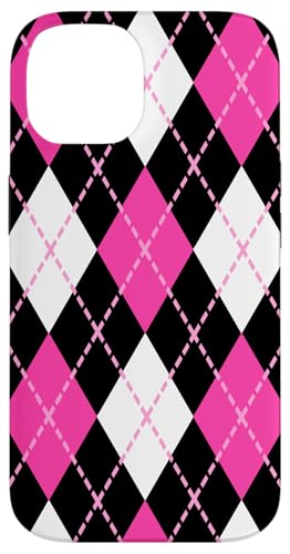 McBling Aesthetic Argyle Pattern Pink Black White Trashy Case for iPhone 14
